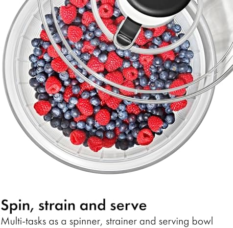 OXO Good Grips Salad Spinner | Lettuce Spinner | Fruit Washer | Fruit Washing Bowl with Strainer | Vegetable Cleaner | Salad Cleaner | Lettuce Washer | 6.22 Quart Capacity|B00004OCKR
