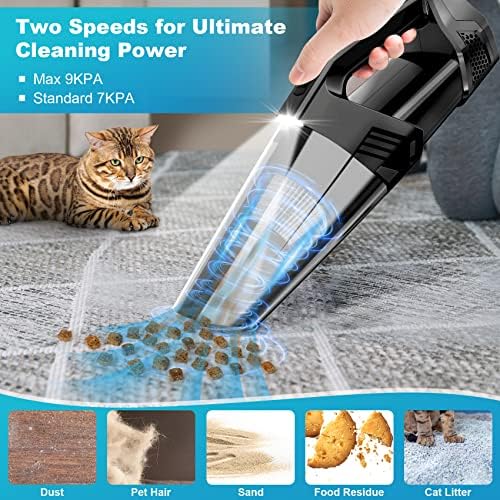 Blestan Handheld Vacuum Cordless Portable Car Vacuum with LED Light, High Power Suction, 3 in 1, Lightweight Rechargeable Hand Vacuum, Hand Held Vacuum Cleaner for Car Home Office, Pet Hair, Black|B0F8QG3MH9