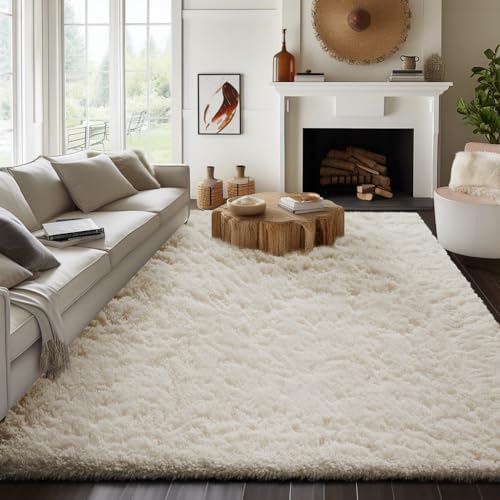 Ophanie Area Rugs for Living Room Bedroom, Washable Non-Slip Fluffy Soft Grey Shag Carpet, Indoor Floor Gray 4x6 Fuzzy Shaggy Living Room Plush Rug for Kids Home Dorm Decor Aesthetic|B0852WLH7M