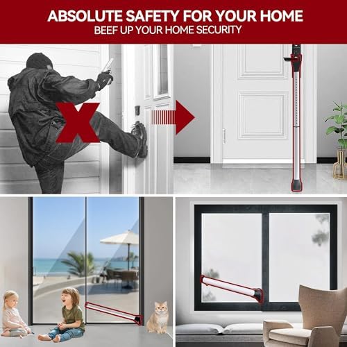 AceMining Door Security Bar, Patio Door Lock, 20-50 in | Sliding Glass Door Security Bar for Patio Door, Window Security and Door Stopper Protection, White|B0BKKTFWJK