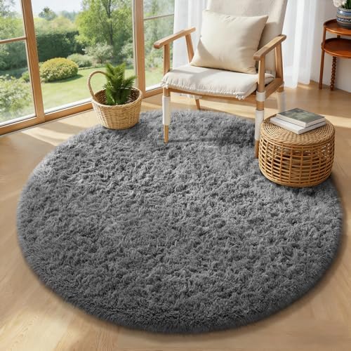 Ophanie Area Rugs for Living Room Bedroom, Washable Non-Slip Fluffy Soft Grey Shag Carpet, Indoor Floor Gray 4x6 Fuzzy Shaggy Living Room Plush Rug for Kids Home Dorm Decor Aesthetic|B0852WLH7M