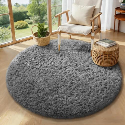 Ophanie Area Rugs for Living Room Bedroom, Washable Non-Slip Fluffy Soft Grey Shag Carpet, Indoor Floor Gray 4x6 Fuzzy Shaggy Living Room Plush Rug for Kids Home Dorm Decor Aesthetic|B0852WLH7M