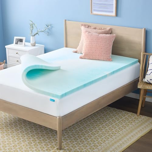 Linenspa Memory Foam Mattress Topper, Twin XL Size - 2 Inch Gel Infused Memory Foam - Plush Feel - Cooling and Pressure Relieving - CertiPUR Certified - Dorm Room Essentials|B01MTO43LV