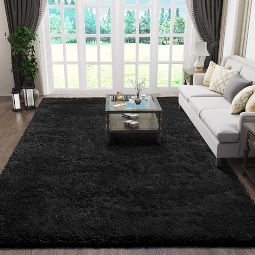 Ophanie Area Rugs for Living Room Bedroom, Washable Non-Slip Fluffy Soft Grey Shag Carpet, Indoor Floor Gray 4x6 Fuzzy Shaggy Living Room Plush Rug for Kids Home Dorm Decor Aesthetic|B0852WLH7M