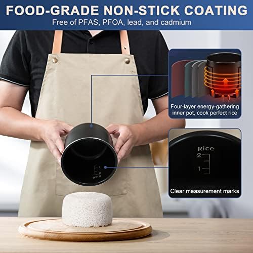 Bear Mini Rice Cooker, 2-Cup Uncooked, Nonstick, Keep Warm, BPA Free, Blue | Portable 1.2L nonstick small rice cooker for travel, dorm, single serve, One-touch operation, Removable pot, Auto keep warm|B0B1PFJKSY