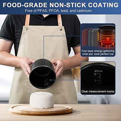 Bear Mini Rice Cooker, 2-Cup Uncooked, Nonstick, Keep Warm, BPA Free, Blue | Portable 1.2L nonstick small rice cooker for travel, dorm, single serve, One-touch operation, Removable pot, Auto keep warm|B0B1PFJKSY