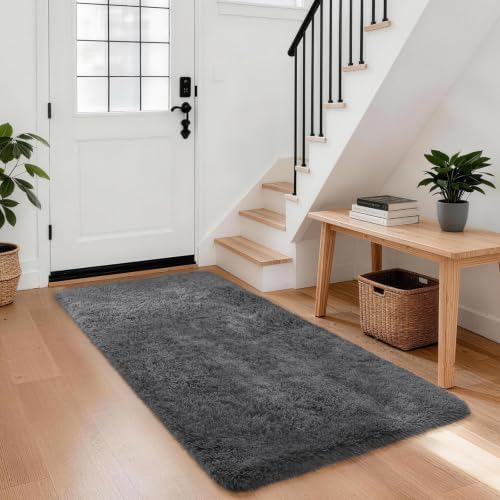 Ophanie Area Rugs for Living Room Bedroom, Washable Non-Slip Fluffy Soft Grey Shag Carpet, Indoor Floor Gray 4x6 Fuzzy Shaggy Living Room Plush Rug for Kids Home Dorm Decor Aesthetic|B0852WLH7M