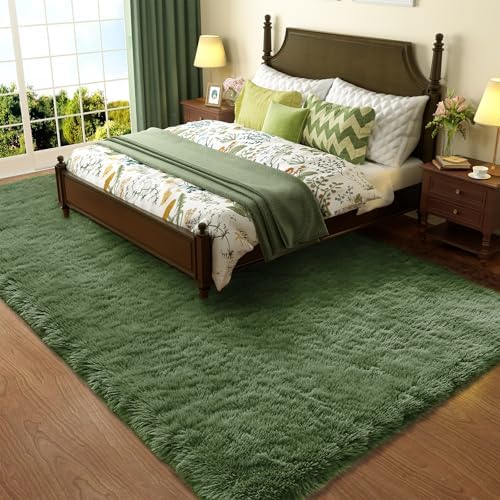 Ophanie Area Rugs for Living Room Bedroom, Washable Non-Slip Fluffy Soft Grey Shag Carpet, Indoor Floor Gray 4x6 Fuzzy Shaggy Living Room Plush Rug for Kids Home Dorm Decor Aesthetic|B0852WLH7M