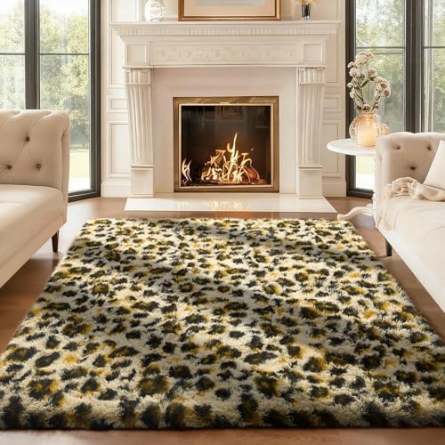 Ophanie Area Rugs for Living Room Bedroom, Washable Non-Slip Fluffy Soft Grey Shag Carpet, Indoor Floor Gray 4x6 Fuzzy Shaggy Living Room Plush Rug for Kids Home Dorm Decor Aesthetic|B0852WLH7M