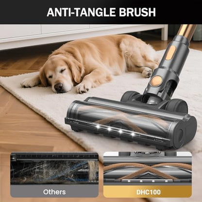 Cordless Vacuum Cleaner, 10-in-1 Lightweight Stick Vacuum with 45mins Runtime, Powerful Suction, LED Touch Screen, Rechargeable Vacuum Cleaners for Home Hardwood Floor Carpet Pet Hair (Gold)|B0F94K5L8D