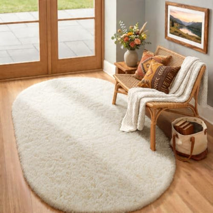 Ophanie Area Rugs for Living Room Bedroom, Washable Non-Slip Fluffy Soft Grey Shag Carpet, Indoor Floor Gray 4x6 Fuzzy Shaggy Living Room Plush Rug for Kids Home Dorm Decor Aesthetic|B0852WLH7M