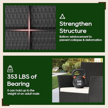 FDW 4-Piece Patio Furniture Set | Black | Outdoor Wicker Furniture | with Coffee Table | Modern Rattan Chairs Conversation Set | Outdoor Seating | Weather-Resistant | for Porch, Garden, Lawn|B07NZNZXMV