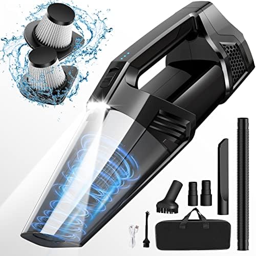 Blestan Handheld Vacuum Cordless Portable Car Vacuum with LED Light, High Power Suction, 3 in 1, Lightweight Rechargeable Hand Vacuum, Hand Held Vacuum Cleaner for Car Home Office, Pet Hair, Black|B0F8QG3MH9