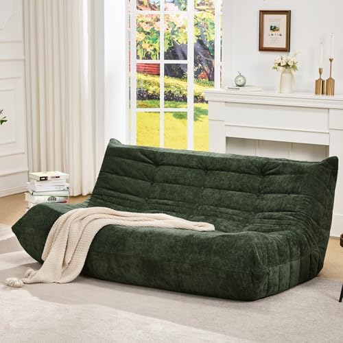 Hobestluk Large Bean Bag Chairs Sofa for Adults Giant BeanBag Couch Lounger | Ergonomic Design,Memory Foam,Washable Cover,Oversized Comfy Chaise Lounger Boneless Couch Living Room | Stripe Grey Large|B0DFB81517