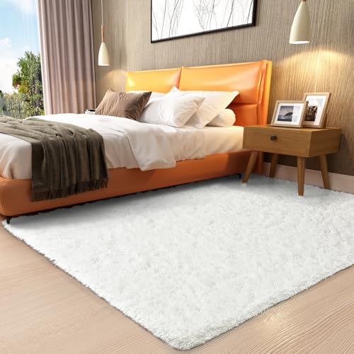 Ophanie Area Rugs for Living Room Bedroom, Washable Non-Slip Fluffy Soft Grey Shag Carpet, Indoor Floor Gray 4x6 Fuzzy Shaggy Living Room Plush Rug for Kids Home Dorm Decor Aesthetic|B0852WLH7M