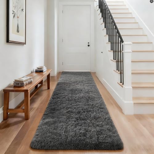 Ophanie Area Rugs for Living Room Bedroom, Washable Non-Slip Fluffy Soft Grey Shag Carpet, Indoor Floor Gray 4x6 Fuzzy Shaggy Living Room Plush Rug for Kids Home Dorm Decor Aesthetic|B0852WLH7M