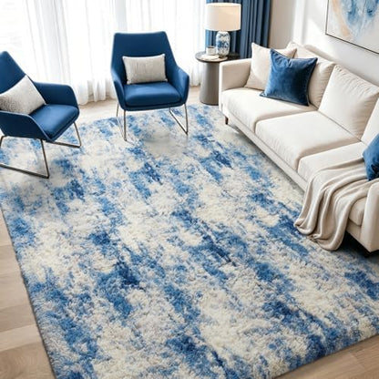 Ophanie Area Rugs for Living Room Bedroom, Washable Non-Slip Fluffy Soft Grey Shag Carpet, Indoor Floor Gray 4x6 Fuzzy Shaggy Living Room Plush Rug for Kids Home Dorm Decor Aesthetic|B0852WLH7M