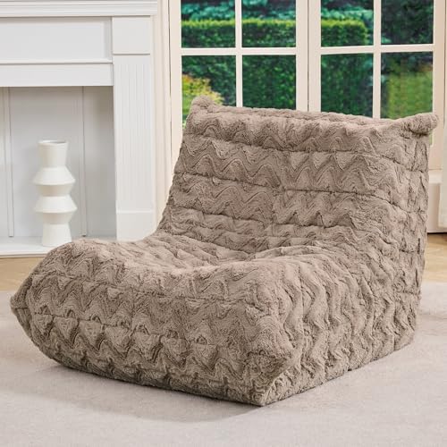 Hobestluk Large Bean Bag Chairs Sofa for Adults Giant BeanBag Couch Lounger | Ergonomic Design,Memory Foam,Washable Cover,Oversized Comfy Chaise Lounger Boneless Couch Living Room | Stripe Grey Large|B0DFB81517