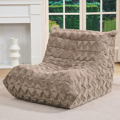 Hobestluk Large Bean Bag Chairs Sofa for Adults Giant BeanBag Couch Lounger | Ergonomic Design,Memory Foam,Washable Cover,Oversized Comfy Chaise Lounger Boneless Couch Living Room | Stripe Grey Large|B0DFB81517