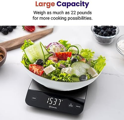 Etekcity 22lb Food Kitchen Scale, USB Rechargeable, IPX6 Waterproof | Digital scale with grams & ounces, 1g precision, 5 weight units, tare, ideal for baking, meal prep, Stainless Steel, Silver|B09HM2TN5Z
