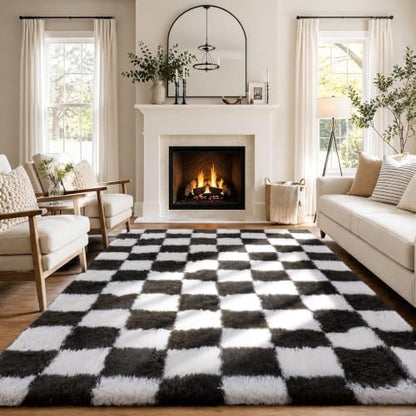 Ophanie Area Rugs for Living Room Bedroom, Washable Non-Slip Fluffy Soft Grey Shag Carpet, Indoor Floor Gray 4x6 Fuzzy Shaggy Living Room Plush Rug for Kids Home Dorm Decor Aesthetic|B0852WLH7M