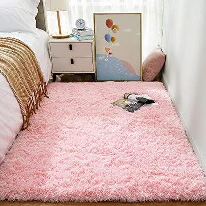 Ophanie Area Rugs for Living Room Bedroom, Washable Non-Slip Fluffy Soft Grey Shag Carpet, Indoor Floor Gray 4x6 Fuzzy Shaggy Living Room Plush Rug for Kids Home Dorm Decor Aesthetic|B0852WLH7M
