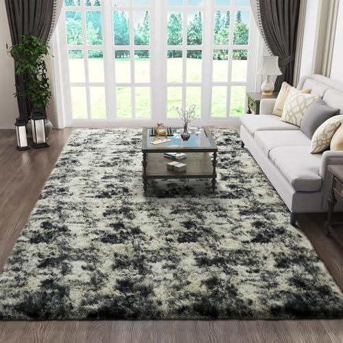 Ophanie Area Rugs for Living Room Bedroom, Washable Non-Slip Fluffy Soft Grey Shag Carpet, Indoor Floor Gray 4x6 Fuzzy Shaggy Living Room Plush Rug for Kids Home Dorm Decor Aesthetic|B0852WLH7M