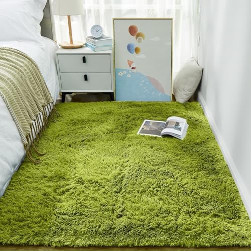 Ophanie Area Rugs for Living Room Bedroom, Washable Non-Slip Fluffy Soft Grey Shag Carpet, Indoor Floor Gray 4x6 Fuzzy Shaggy Living Room Plush Rug for Kids Home Dorm Decor Aesthetic|B0852WLH7M