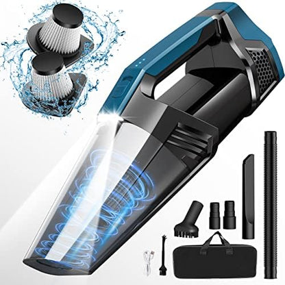 Blestan Handheld Vacuum Cordless Portable Car Vacuum with LED Light, High Power Suction, 3 in 1, Lightweight Rechargeable Hand Vacuum, Hand Held Vacuum Cleaner for Car Home Office, Pet Hair, Black|B0F8QG3MH9