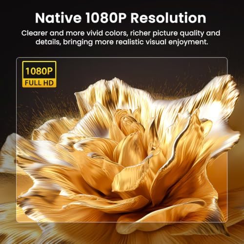 HAPPRUN Native 1080P Outdoor Smart Projector-Standard | Native 1080P • Mini & Portable • Easy Setup • Built-in Speaker • Indoor & Outdoor • Phone, Laptop & PS5 Compatible|B0B28G5Y4R