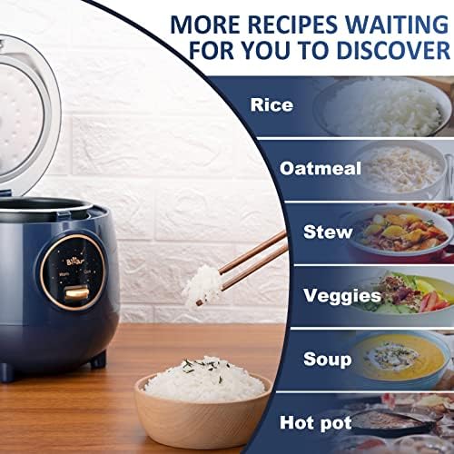 Bear Mini Rice Cooker, 2-Cup Uncooked, Nonstick, Keep Warm, BPA Free, Blue | Portable 1.2L nonstick small rice cooker for travel, dorm, single serve, One-touch operation, Removable pot, Auto keep warm|B0B1PFJKSY