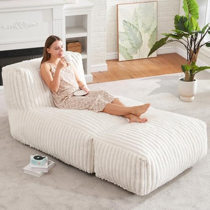 Hobestluk Large Bean Bag Chairs Sofa for Adults Giant BeanBag Couch Lounger | Ergonomic Design,Memory Foam,Washable Cover,Oversized Comfy Chaise Lounger Boneless Couch Living Room | Stripe Grey Large|B0DFB81517