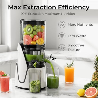 EanOruus Juicer Machines, 3-in-1 Cold Press Juicer, Bright White | Makes Juice, Nut Milk & Sorbet, 6.5" Extra Large Chute, 100oz Large Capacity, AC Motor|B0FZH8VQTG