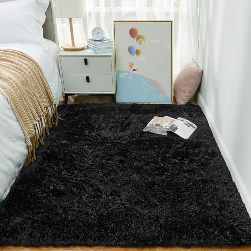 Ophanie Area Rugs for Living Room Bedroom, Washable Non-Slip Fluffy Soft Grey Shag Carpet, Indoor Floor Gray 4x6 Fuzzy Shaggy Living Room Plush Rug for Kids Home Dorm Decor Aesthetic|B0852WLH7M