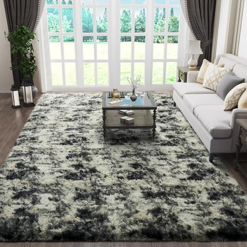 Ophanie Area Rugs for Living Room Bedroom, Washable Non-Slip Fluffy Soft Grey Shag Carpet, Indoor Floor Gray 4x6 Fuzzy Shaggy Living Room Plush Rug for Kids Home Dorm Decor Aesthetic|B0852WLH7M