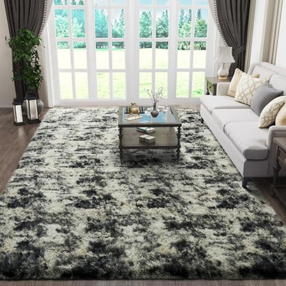 Ophanie Area Rugs for Living Room Bedroom, Washable Non-Slip Fluffy Soft Grey Shag Carpet, Indoor Floor Gray 4x6 Fuzzy Shaggy Living Room Plush Rug for Kids Home Dorm Decor Aesthetic|B0852WLH7M