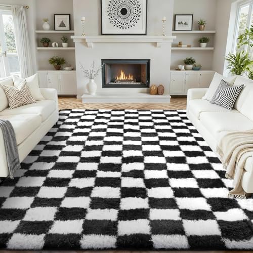 Ophanie Area Rugs for Living Room Bedroom, Washable Non-Slip Fluffy Soft Grey Shag Carpet, Indoor Floor Gray 4x6 Fuzzy Shaggy Living Room Plush Rug for Kids Home Dorm Decor Aesthetic|B0852WLH7M
