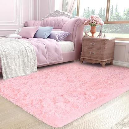 Ophanie Area Rugs for Living Room Bedroom, Washable Non-Slip Fluffy Soft Grey Shag Carpet, Indoor Floor Gray 4x6 Fuzzy Shaggy Living Room Plush Rug for Kids Home Dorm Decor Aesthetic|B0852WLH7M