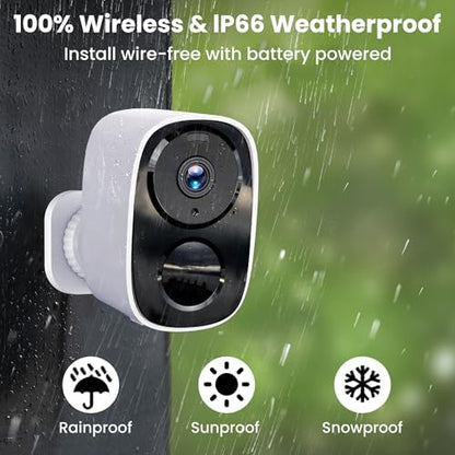 2026 Upgraded 2K Security Cameras Wireless Outdoor, Free Cloud Storage, 1-6 Months Battery Life, Waterproof, 2-Way Talk, AI Motion Detection Spotlight Siren Alarm Cameras for Home Security|B0DXDVNM8P