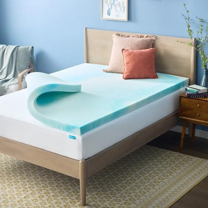 Linenspa Memory Foam Mattress Topper, Twin XL Size - 2 Inch Gel Infused Memory Foam - Plush Feel - Cooling and Pressure Relieving - CertiPUR Certified - Dorm Room Essentials|B01MTO43LV