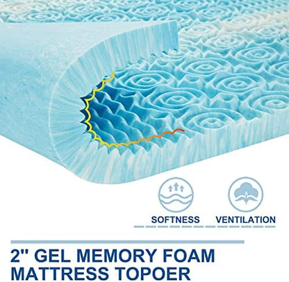 SINWEEK 2 Inch Mattress Topper 5-Zone Memory Foam Mattress Topper Pressure Relief Soft Mattress Pad, CertiPUR-US Certified, Twin Size Blue|B09C7VJGD4