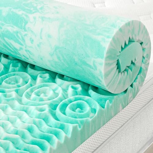 SINWEEK 2 Inch Mattress Topper 5-Zone Memory Foam Mattress Topper Pressure Relief Soft Mattress Pad, CertiPUR-US Certified, Twin Size Blue|B09C7VJGD4