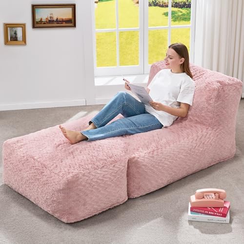 Hobestluk Large Bean Bag Chairs Sofa for Adults Giant BeanBag Couch Lounger | Ergonomic Design,Memory Foam,Washable Cover,Oversized Comfy Chaise Lounger Boneless Couch Living Room | Stripe Grey Large|B0DFB81517
